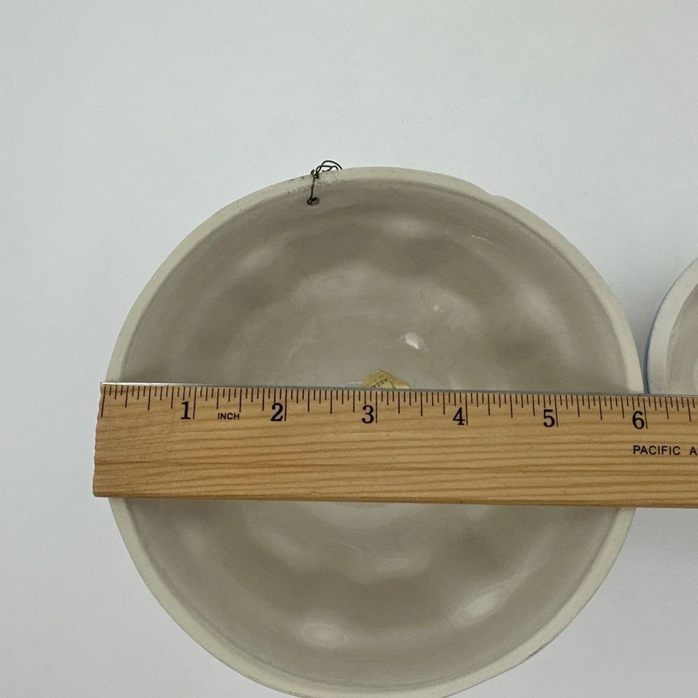 Ceramiche ABC Bassano Italy Mold Set of 2 White Blue Floral Hand Painted Vintage